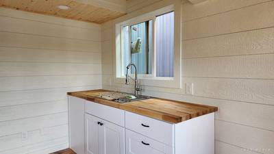 The kitchen in a finished Genesis unit